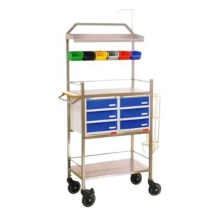 Jiph & finss Crash Cart Trolley Stainless Mild Steel Powder Coated with Wheels for Hospital, Clinic, Medical Equipment | J-H-400