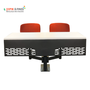 lecture desk with cushioned seating and adjustable height