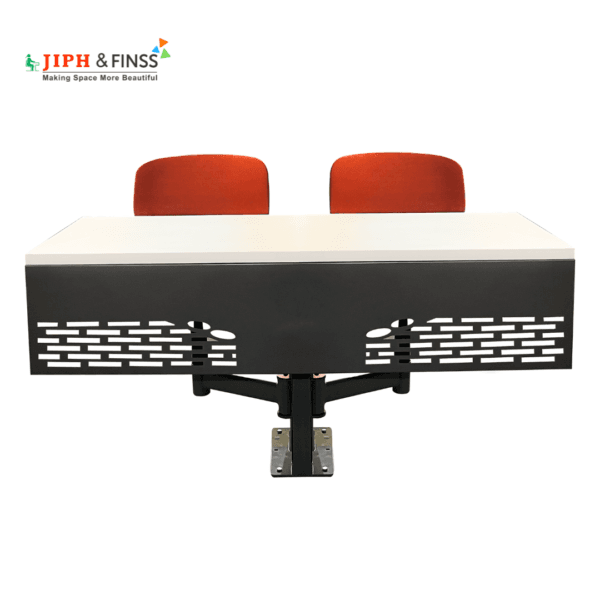 lecture desk with cushioned seating and adjustable height