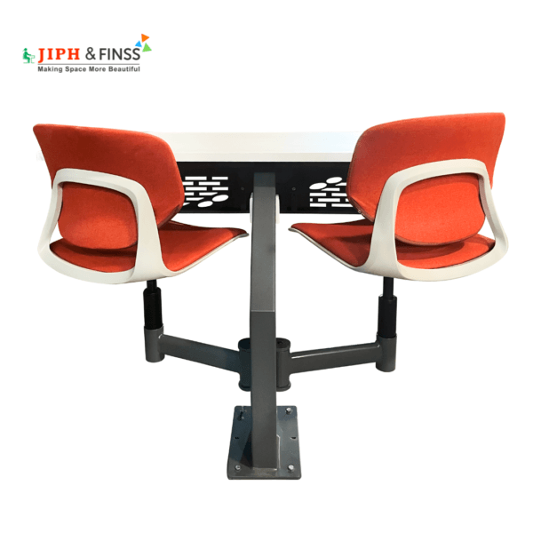 Ergonomic lecture desk with cushioned seating and adjustable height