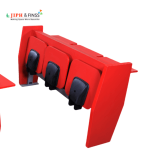 Two-seater student desk with powder-coated metal frame and backrest"