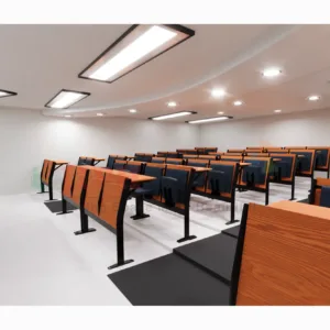 Modern lecture seating system with ergonomic backrest and powder-coated steel frame