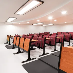 University lecture hall with ergonomic seating and powder-coated steel desks
