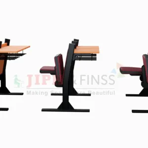 Durable college desk system with foldable cushioned seats for lecture halls